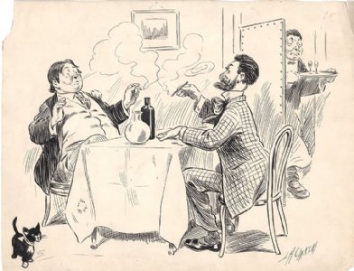 Men Enjoying a Smoke Comic Art